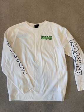 Burton White Long Sleeve 'NUG' Graphic Crewneck